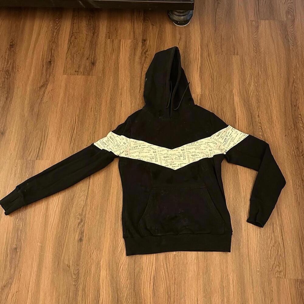 Buffbunny collections black and white inspirational hooded sweatshirt pockets